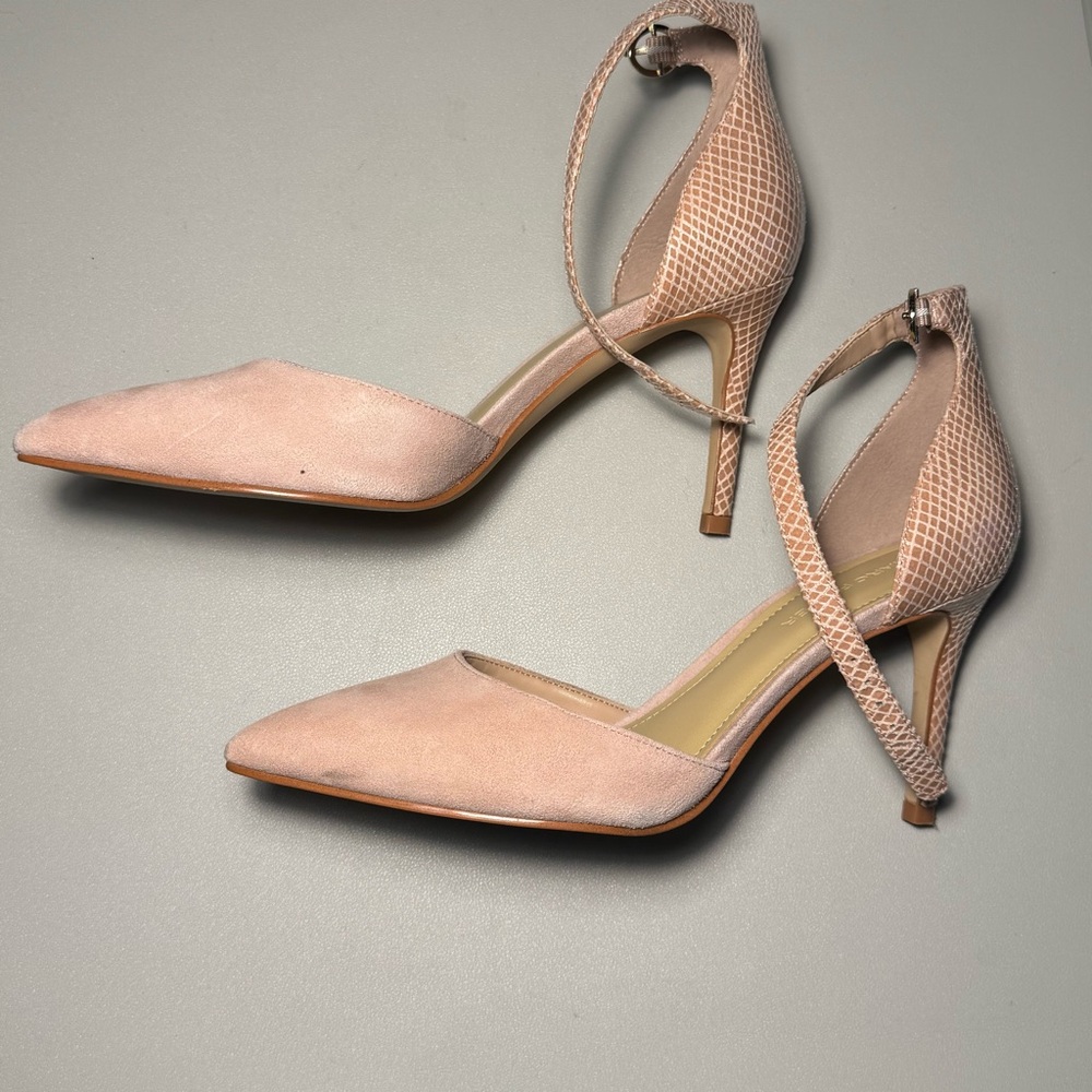 Marc Fisher Pale Soft Pink Suede and Snake Print Leather Women's Shoes-Size 7.5